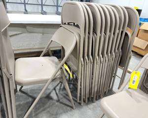 lot 432 image: Set of 12 Like New Tan Steel Folding Chairs