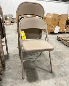 lot 440 image: Set of 5 Like New Tan Steel Folding Chairs