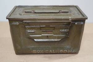 lot 32 image: Vintage Metal 50 Cal Ammo Box