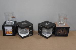 lot 107 image: 4 Lucky Shot Rocks Glasses with Embedded Bullets