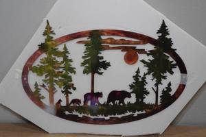 lot 153 image: Laser Cut Steel Bear Family Sign