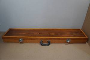lot 195 image: English Oak and Walnut Custom Gun Case 49x10.5x4