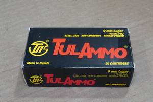 lot 264 image: 50 TulAmmo 9mm Luger 115 Gr FMJ Steel Case Ammo