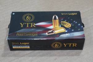 lot 267 image: 50 YTR 9mm Luger 124 Gr FMJ Ammo