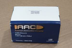 lot 271 image: 100 AAC 9mm Luger 147 Gr FMJ Ammo