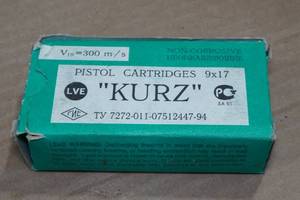 lot 274 image: 50 Military Surplus 9mm Kurz FMJ Ammo