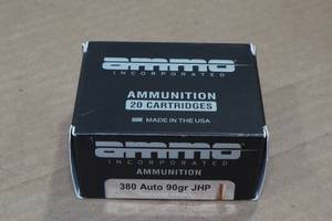 lot 278 image: 20 Ammo Inc .380 Auto 90 Gr JHP Ammo