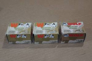 lot 287 image: 60 Wolf Military Classic .223 Rem 55 Gr FMJ Steel Case Ammo