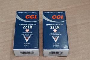 lot 307 image: 100 CCI .22 LR 40 Gr LRN Ammo