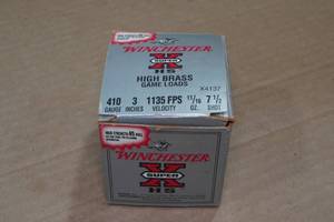 lot 332 image: 25 Winchester Super-X .410 Bore 3 7-12 Shot High Brass Shotshells