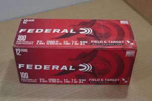 lot 356 image: 100 Federal Field and Target 12 Gauge 2-34 7-12 Shot Shotshells