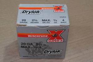 lot 367 image: 25 Winchester Drylok 20 Gauge 2-34 4 Shot Shotshells