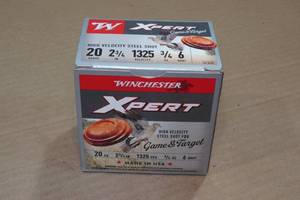 lot 383 image: 25 Winchester Xpert 20 Gauge 2-34 Steel 6 Shot Shotshells