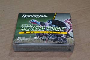 lot 386 image: 5 Remington Premier Turkey 12 Gauge 3-12 Magnum 4 Shot Shotshells