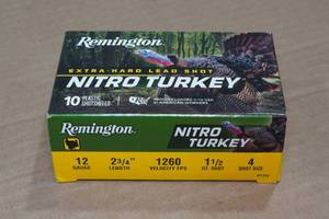 lot 389 image: 10 Remington Nitro Turkey 12 Gauge 2-34 4 Shot Shotshells