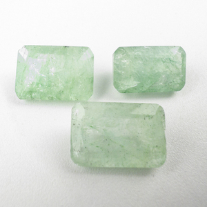 lot 58 image: 3 BERYL - 24.47ct. Dyed Green Emerald cut