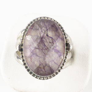 lot 122 image: Jay King  Pink Marbled Quartz Doublet Sterling Silver Statement Ring . Size 11.25 - 11.5.
