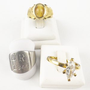 lot 129 image: Group of 3  Base Metal Rings. Size 9-9.5.