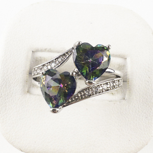 lot 131 image: Mystic Topaz Heart Cut Sterling Silver Fashion Ring. Size 8 - 8.25.