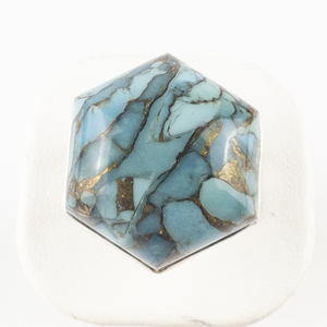 lot 137 image: Jay King  Sleeping Turquoise Hexagon Sterling Silver Statement Ring . Size 10.75 - 11.