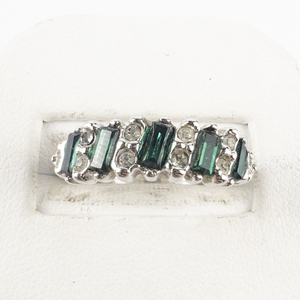 lot 143 image: Green Emerald Cut Cz 14K Gold Electroplate Ring. Size 5.75 - 6.