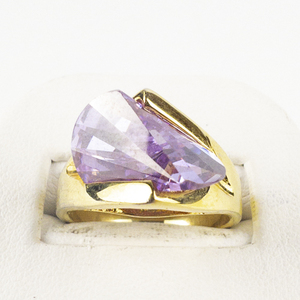 lot 144 image: Laguna Jewelry Amethyst Wave Ring gold Tone Sterling Silver Statement Ring . Size 8 - 8.25.