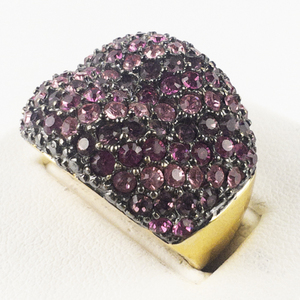 lot 146 image: Joan Rivers Pink Pave Rhinestone Gold Tone Base Metal Statement Ring . Size 10 - 10.25.