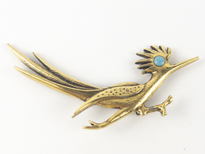 lot 226 image: J Ritter  Road Runner Gold Tone Base Metal Brooch .