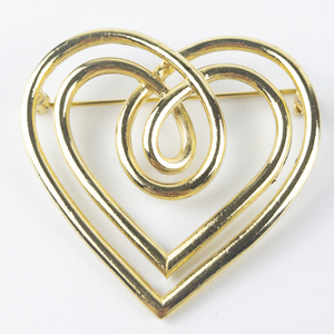 lot 241 image: Open Heart Gold Tone Base Metal Brooch .