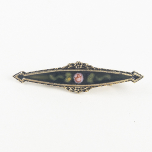 lot 252 image: Floral Inlay Brass Brooch .