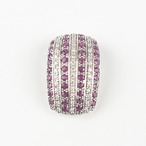 lot 77 image: Ruby & Diamond () Pavesterling silver pendant (no chain).