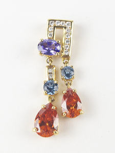 lot 104 image: Ross Simons  Amethyst, Blue Topaz, Tourmaline Drop, DiamondVermeil pendant (no chain).