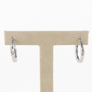 lot 163 image: Zales  Etched Sterling Silver Hinged Wire Hoop Earrings.