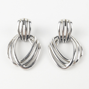 lot 166 image: Monet Beautiful Triple Bar Open Work Swinging Silver Tone Base Metal Pierced Earrings .