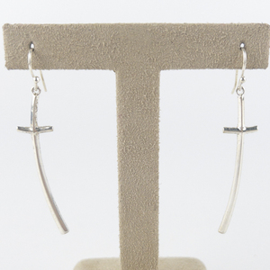 lot 167 image: Long Cross Sterling Silver French Wire Earrings .