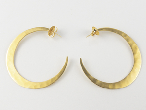lot 169 image: RLM Studio (Robert Lee Morris) Sleek Crescent Moon Brass Hoop Earrings .