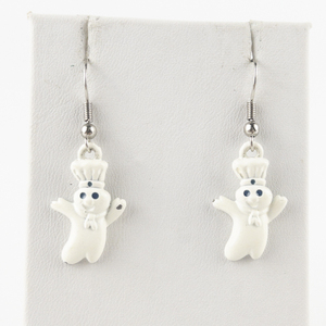 lot 170 image: Pilsbury Dough Boy Base Metal French Wire Earrings .