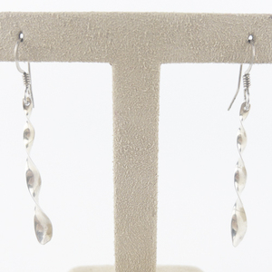 lot 174 image: Taxco, Mexico  Spiral Twist Sterling Silver Dangle Earrings .