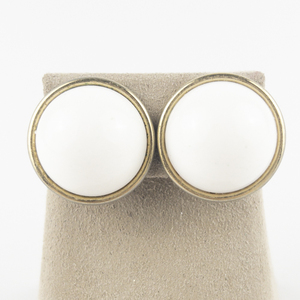 lot 191 image: Sarah Coventry White Cabochon Gold Tone Base Metal Clip-On Earrings .