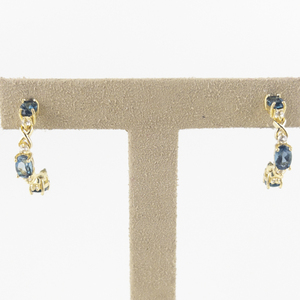 lot 194 image: Blue Topaz & Cz Accented Sterling Silver French Wire Earrings .