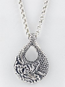 lot 302 image: Greg Anthony  Electroform Flower Sterling Silver Pendant Necklace .
