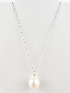 lot 301 image: Baroque Pearl Sterling Silver Pendant Necklace .