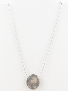 lot 304 image: Stylized Ying & Yang Sterling Silver Slider Pendant Necklace.