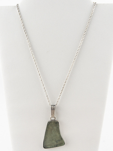 lot 305 image: Sea Glass Sterling Silver Pendant Necklace .
