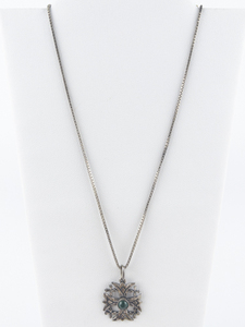 lot 319 image: Jerusalem Jade Sterling Silver Cross Necklace .