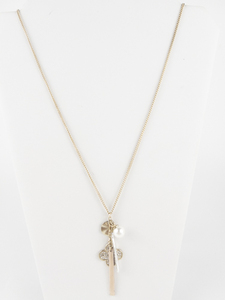 lot 322 image: Multi Charm Rose Tone Base Metal Fashion Pendant Necklace .