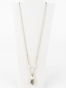 lot 333 image: Cloisonne Flower Gold Tone Base Metal Pendant Bead Necklace .