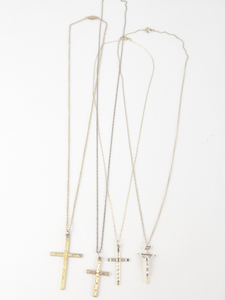 lot 340 image: Group of 4  Gold Filled Cross Necklaces. All Wearable & In Good Condition