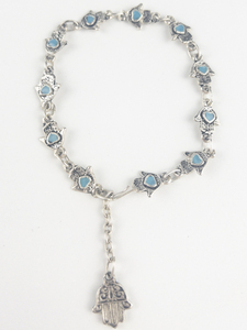 lot 264 image: Evil Eye Hamsa Handsilver Tone Base Metal Bracelet.