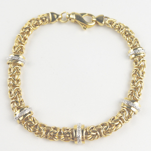 lot 269 image: Technibond Diamond Accented Vermeil Byzantine Bracelet .